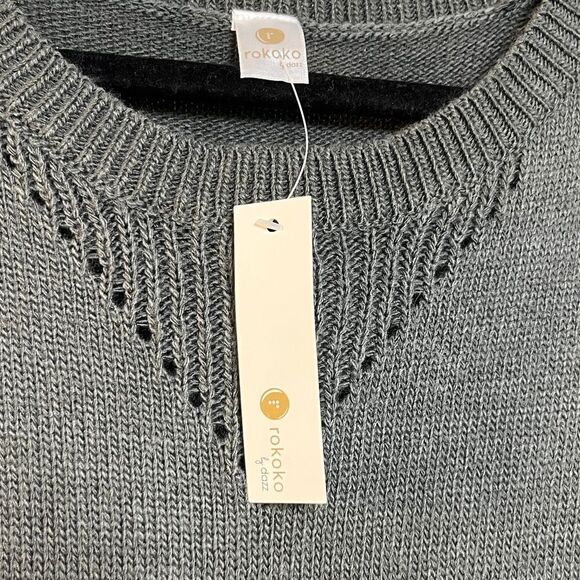 Rokoko Pocketed Midi Knit Sweater Dress Grey Size Medium - Picture 5 of 5